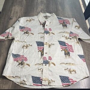 Bit & Bridle American Flag Cowboy Print Shirt